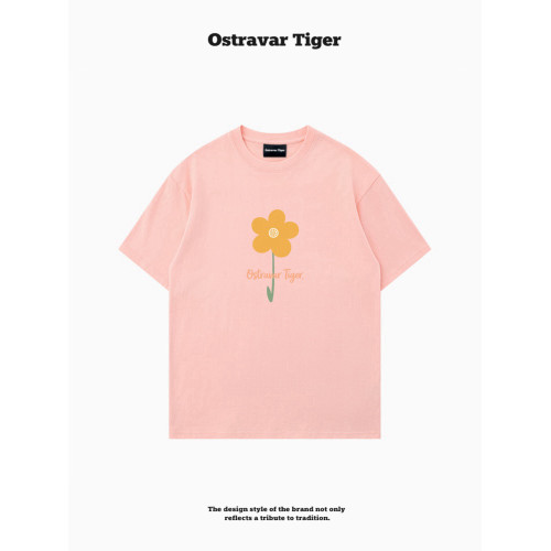 專櫃新款 Ostravar Tiger潮牌2025夏手繪慵懶風寬松純棉短袖女t恤