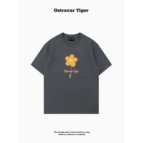專櫃新款 Ostravar Tiger潮牌2025夏手繪慵懶風寬松純棉短袖女t恤