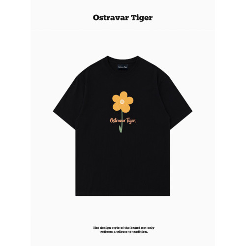 專櫃新款 Ostravar Tiger潮牌2025夏手繪慵懶風寬松純棉短袖女t恤