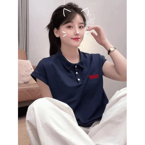 300斤大碼女裝新款設計感POLO衫短袖女T恤200斤胖mm寬松遮肉上衣