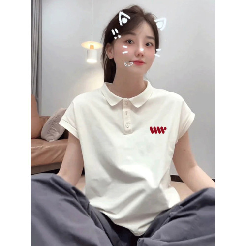 300斤大碼女裝新款設計感POLO衫短袖女T恤200斤胖mm寬松遮肉上衣