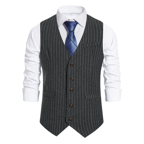 Men's striped single breasted suit vest男條紋單排釦西裝馬甲
