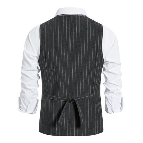 Men's striped single breasted suit vest男條紋單排釦西裝馬甲