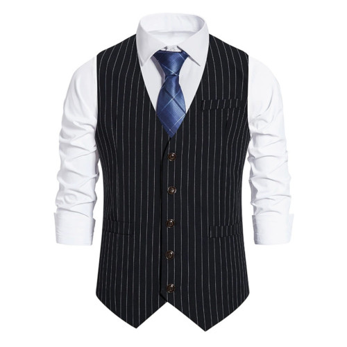 Men's striped single breasted suit vest男條紋單排釦西裝馬甲