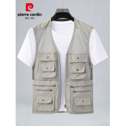 Pierre Cardin/皮爾卡丹工裝馬甲男士夏季新款戶外釣魚坎肩外套男