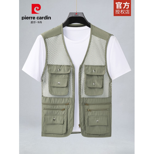Pierre Cardin/皮爾卡丹工裝馬甲男士夏季新款戶外釣魚坎肩外套男
