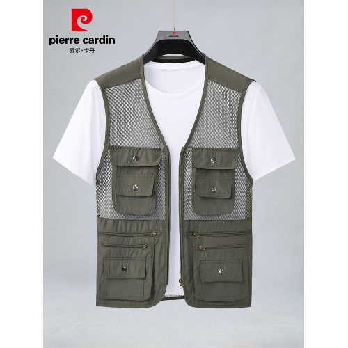 Pierre Cardin/皮爾卡丹工裝馬甲男士夏季新款戶外釣魚坎肩外套男