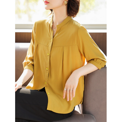 媽媽夏裝新款中袖真絲襯衫洋氣高貴婦女t恤中老年女裝母親節上衣