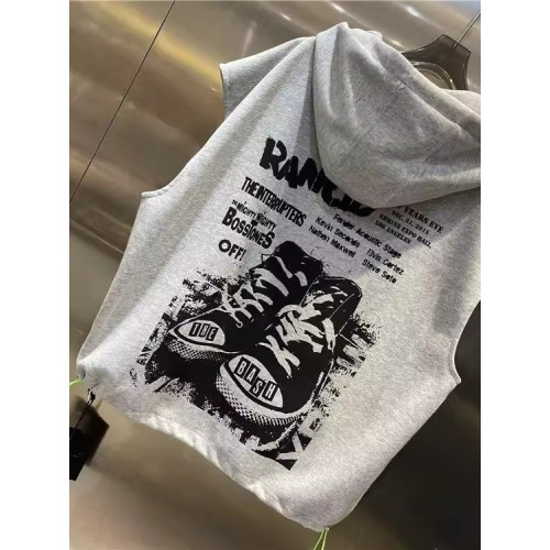 大碼300斤歐貨連帽無袖馬甲男女款新款夏季休閒百搭衛衣拉鍊外套2