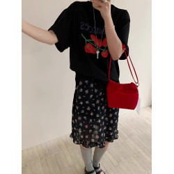韓版簡約印花短袖女T恤新款夏季小衆設計感休閒百搭黑色顯瘦上衣