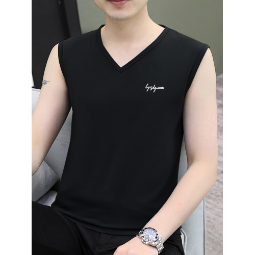 皮爾卡丹純棉男士背心健身t恤2025夏季新款無袖坎肩雞心領汗背心