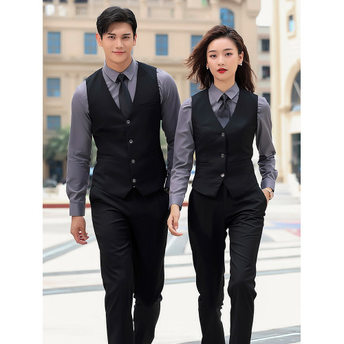 職業裝男女同款正裝長袖襯衣工裝銀行酒店前台經理工作服馬甲套裝