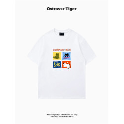 專櫃新款 Ostravar Tiger潮牌2025夏慵懶風寬松純棉短袖女t恤上衣