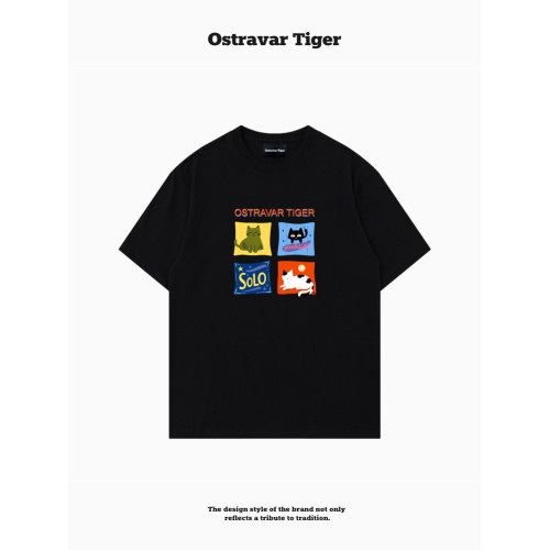 專櫃新款 Ostravar Tiger潮牌2025夏慵懶風寬松純棉短袖女t恤上衣