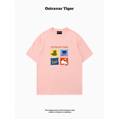 專櫃新款 Ostravar Tiger潮牌2025夏慵懶風寬松純棉短袖女t恤上衣