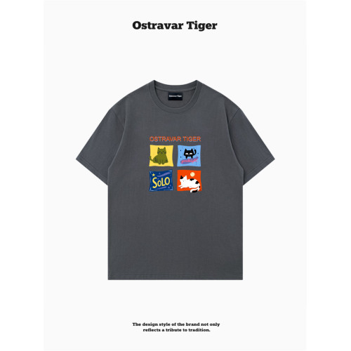 專櫃新款 Ostravar Tiger潮牌2025夏慵懶風寬松純棉短袖女t恤上衣