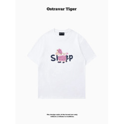 專櫃新款 Ostravar Tiger潮牌2025夏手繪慵懶風寬松純棉短袖女t恤