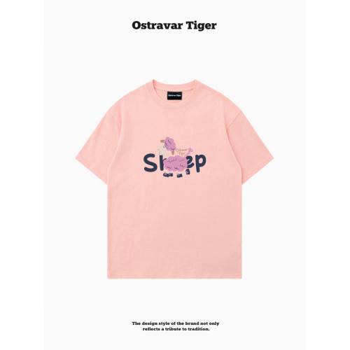 專櫃新款 Ostravar Tiger潮牌2025夏手繪慵懶風寬松純棉短袖女t恤