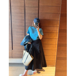 KOGIRL韓版夏新款簡約H型圓領休閒顯瘦爽滑廓形親膚打底上衣女T恤