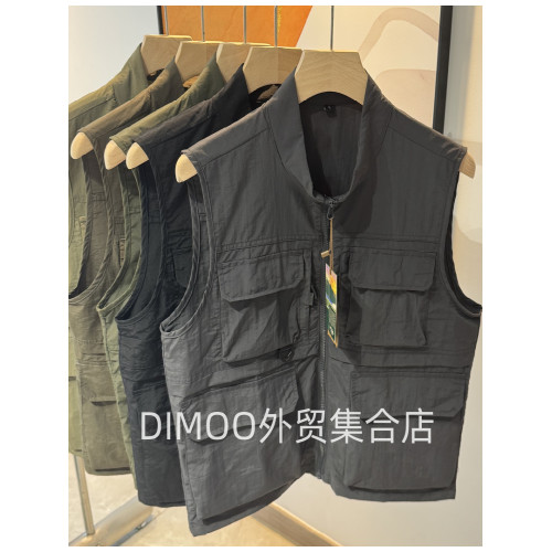 超薄速乾面料！工裝大口袋！春夏款男士立領百搭透氣戶外馬甲外套