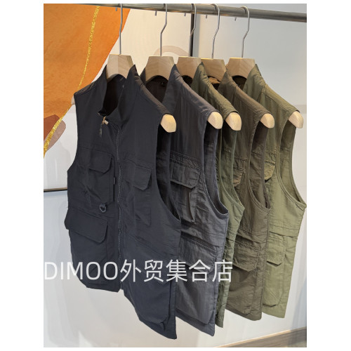 超薄速乾面料！工裝大口袋！春夏款男士立領百搭透氣戶外馬甲外套