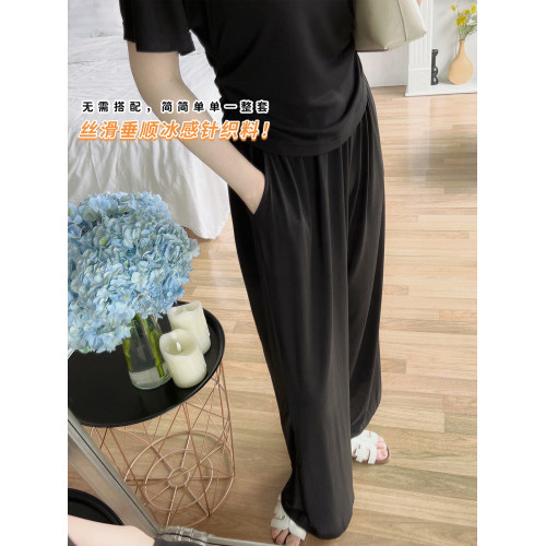 【無盡夏】仿銅氨質感涼涼休閒套裝女T恤寬鬆濶腿褲懶人兩件套