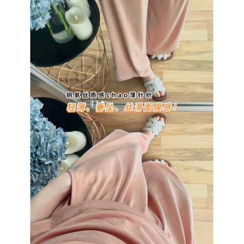 【無盡夏】仿銅氨質感涼涼休閒套裝女T恤寬鬆濶腿褲懶人兩件套