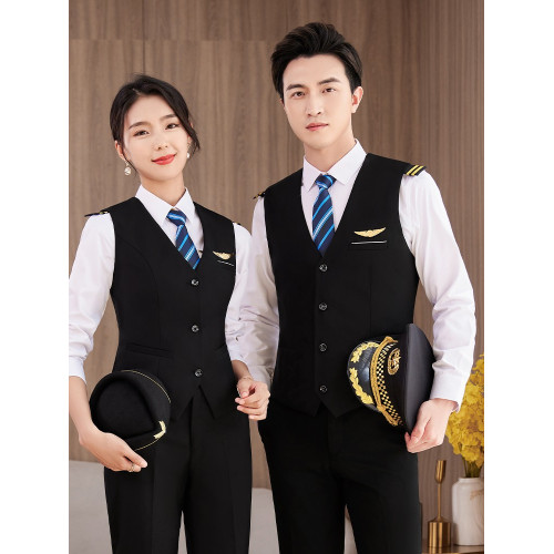鐵路工作服女夏季藍色襯衫工裝馬甲鐵道演出服高鐵列車乘務員製服
