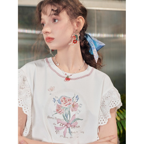 【同款優選】兩三沁花舞甜美無袖女t恤荷葉邊寬松顯瘦背心上衣