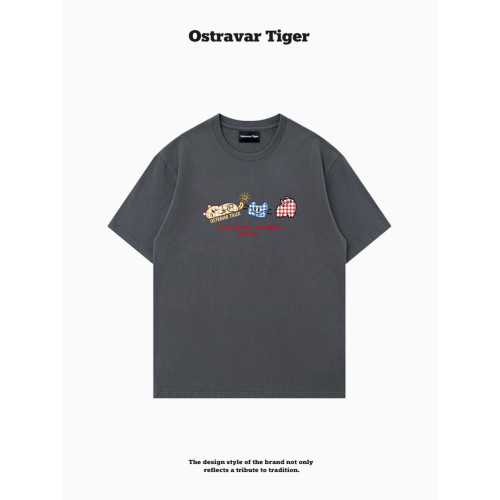 專櫃新款 Ostravar Tiger潮牌2025夏慵懶風寬松純棉短袖女t恤上衣