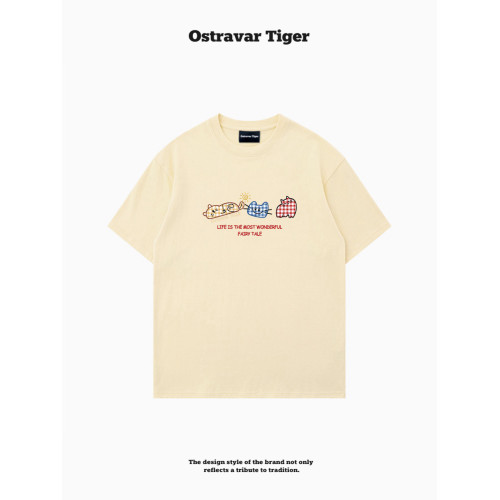 專櫃新款 Ostravar Tiger潮牌2025夏慵懶風寬松純棉短袖女t恤上衣