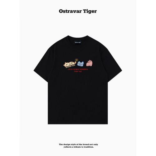 專櫃新款 Ostravar Tiger潮牌2025夏慵懶風寬松純棉短袖女t恤上衣