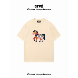 專櫃新款 OFVE韓國設計2025夏季小馬哥寬松純棉短袖男女款t恤上衣
