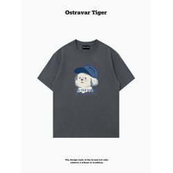 專櫃新款 Ostravar Tiger潮牌2025夏手繪慵懶風寬松純棉短袖女t恤
