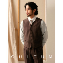 【柔軟輕薄】CULTUM苧麻天絲雙口袋古典西裝馬甲男士休閒西服馬夾