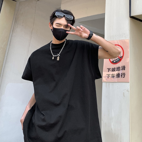 韓國高街原創無袖背心男ins潮牌夏季廓形寬松落肩情侶t恤砍袖上衣