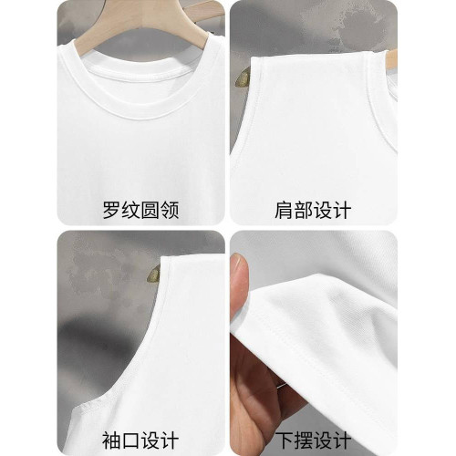 皮爾卡丹純棉背心男士夏季寬松無袖t恤潮流運動坎肩健身薄款汗衫