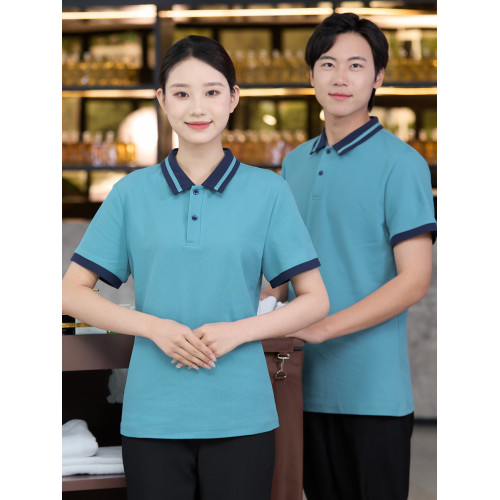 純棉保潔工作服短袖酒店客房女T恤醫院物業保潔員阿姨夏季套裝
