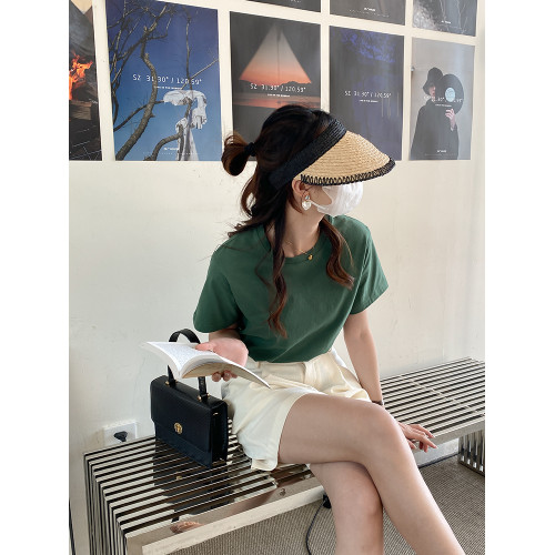 百分之三 無縫工藝 200g重磅全棉正肩女t恤情侶裝大碼小個子20436