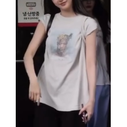2025巨好看的印花圖案短袖女t恤夏季韓版洋氣寬松顯瘦休閒上衣薄