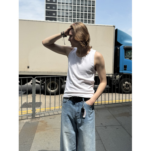 CountryMoment 290G重磅美式修身無袖打底衫背心男女百搭基礎款