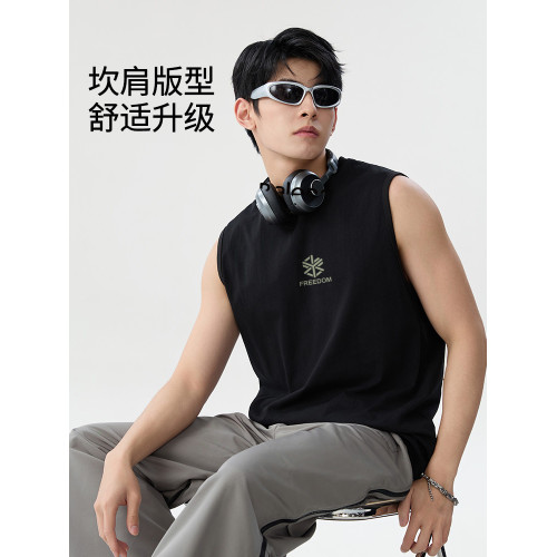 班尼路S&K系列純棉背心男2025夏季新款運動透氣籃球服坎肩無袖t恤