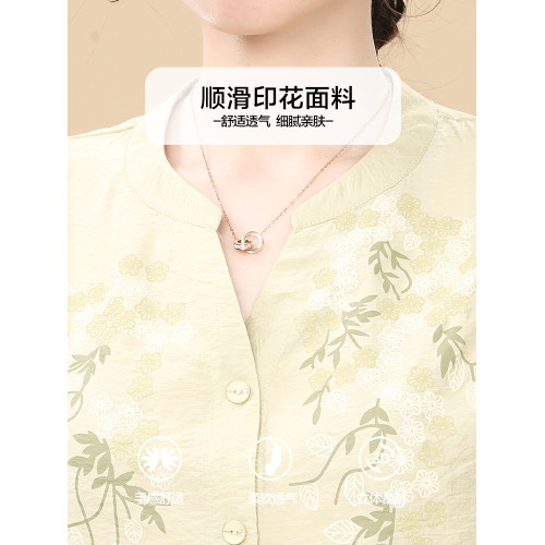 2025新款中老年女衣服新中式國風夏季端莊大氣媽媽套裝女t恤上衣