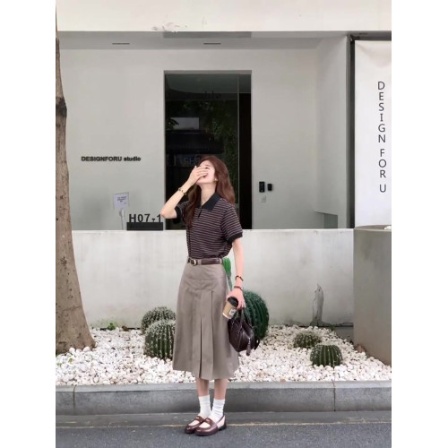 經典polo小衫撞色條紋短袖女T恤2025新款夏季休閒百搭復古上衣