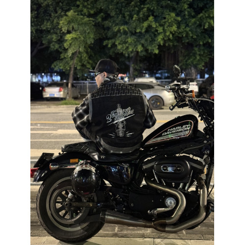 TATTOO奇卡諾Chicano機車風格DS重工花體字刺綉外搭秋冬牛仔馬甲