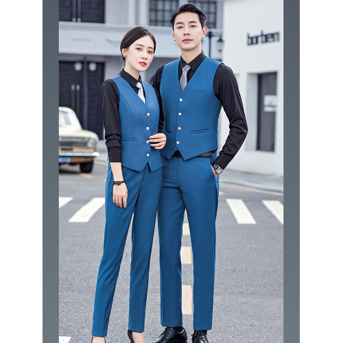 新款馬甲結婚主持演講職業裝坎肩台球餐廳銀行馬夾工作服酒紅色