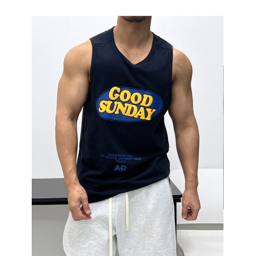 純棉質感好面料!背心無袖T恤肌肉男顯身材健身修身海灘旅遊寬松潮