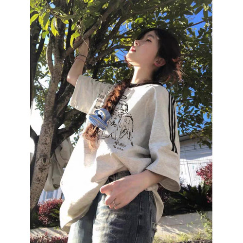 美式復古天使三條杠短袖女t恤夏2025寬松潮牌情侶巨好看夏日上衣