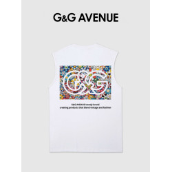 G&G AVENUE夏季男士純棉運動背心男帥氣時尚印花無袖t恤坎肩短袖