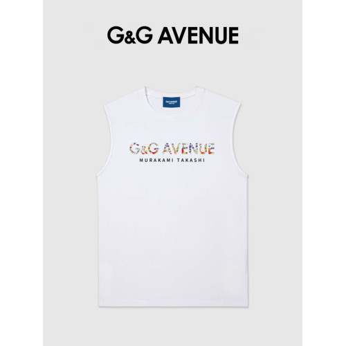 G&G AVENUE夏季男士純棉運動背心男帥氣時尚印花無袖t恤坎肩短袖